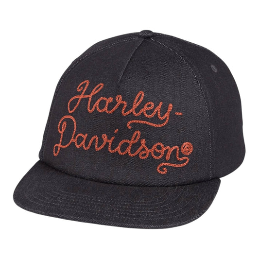 MEN'S DENIM CURSIVE LOGO ADJUSTABLE BASEBALL CAP, BLUE