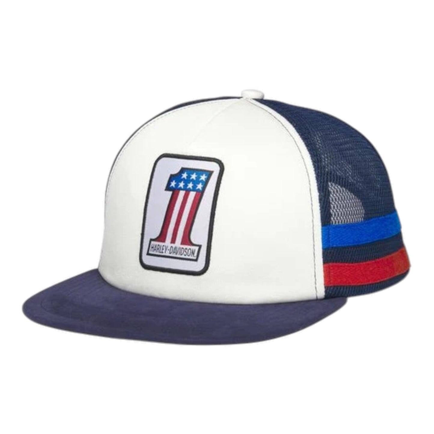 CAP-TRUCKER,WOVEN,N1,WHITE/BLUE