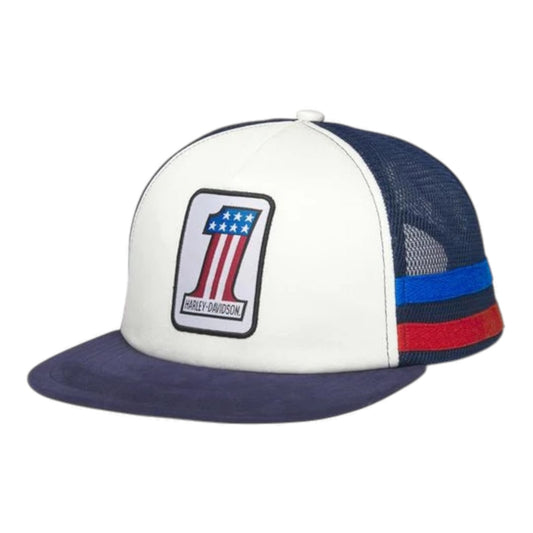 CAP-TRUCKER,WOVEN,N1,WHITE/BLUE