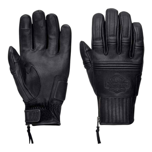 OGDEN FULL-FINGER LEATHER GLOVES, BLACK