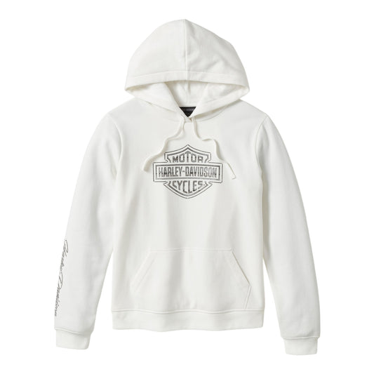 ESSENTIAL BLING PULLOVRE FLEECE HOODIE - WHITE