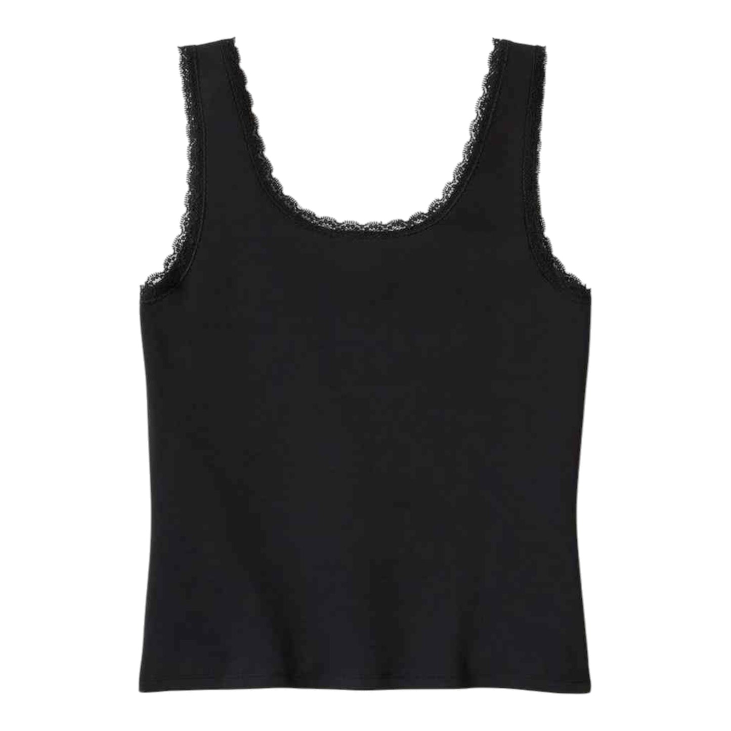 WOMEN'S ROSE & THORN BLING LACE TRIM TANK TOP - BLACK