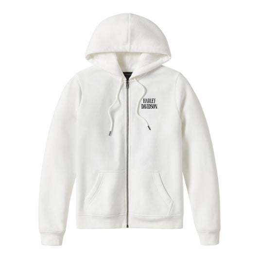 WILLIE G SKULL FULL ZIP FLEECE HOODIE - WHITE