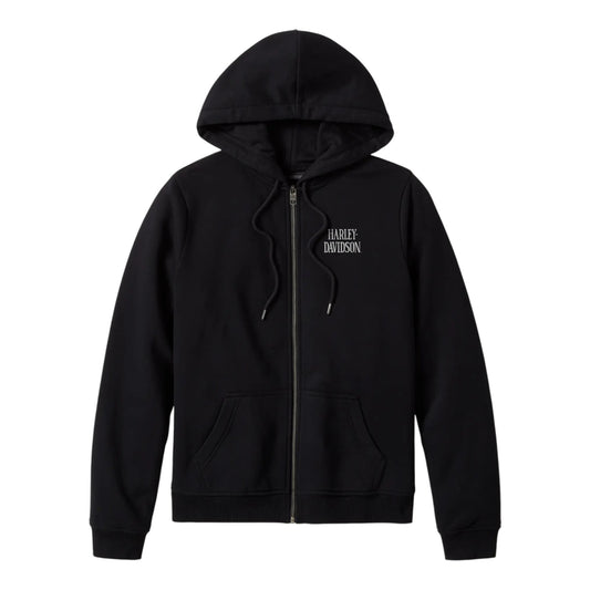 WILLIE G SKULL ZIP FLEECE HOODIE - BLACK
