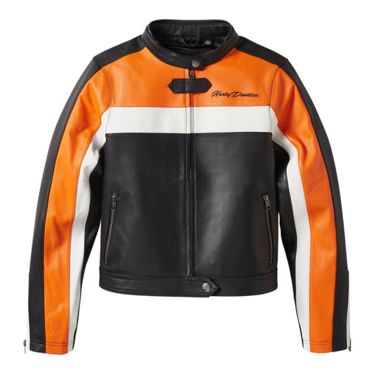 ESSENTIAL MOTO BLOCKED LEATHER JACKET