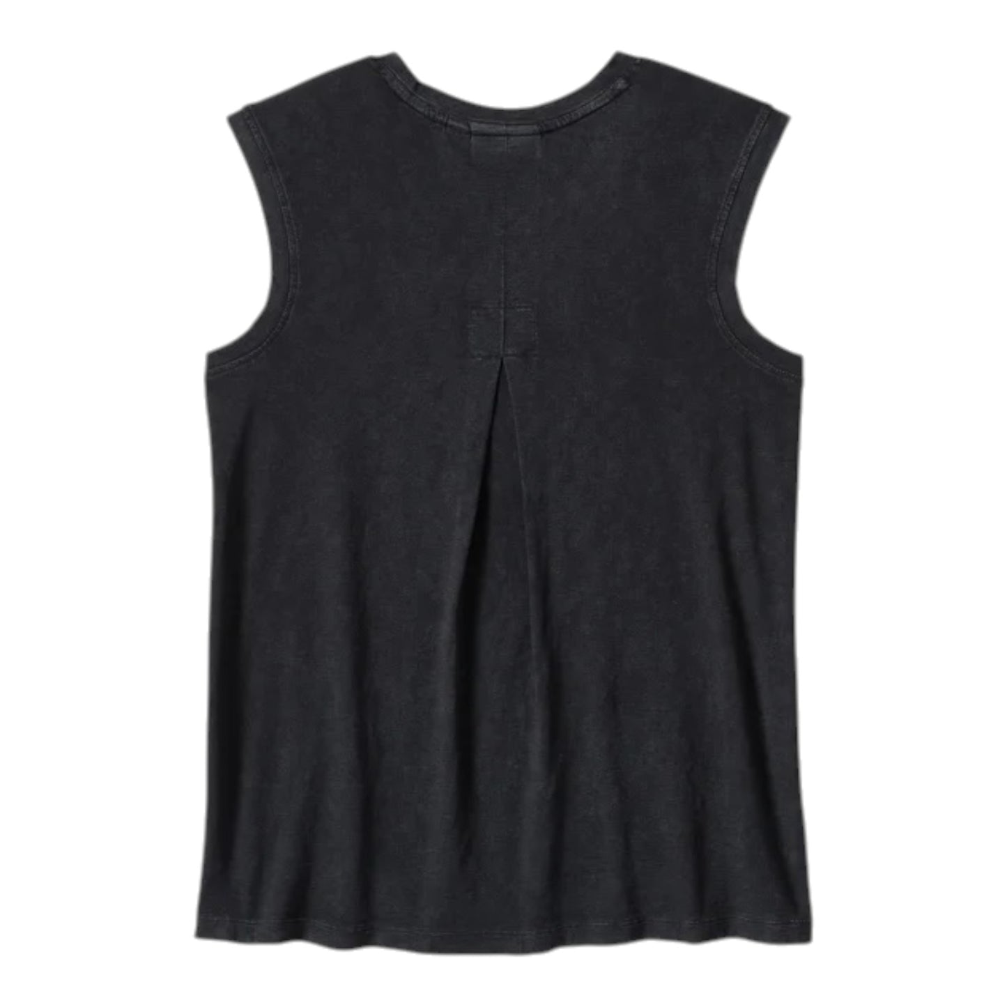 ESSENTIAL ARCHED FONT CAP SLEEVE TANK - BLACK