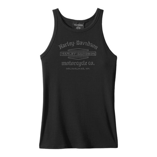 WOMEN'S STACKED B&S RACERBACK TANK - BLACK