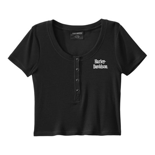 WOMEN'S HARLEY-DAVIDSON RIBBED TEE - BLACK
