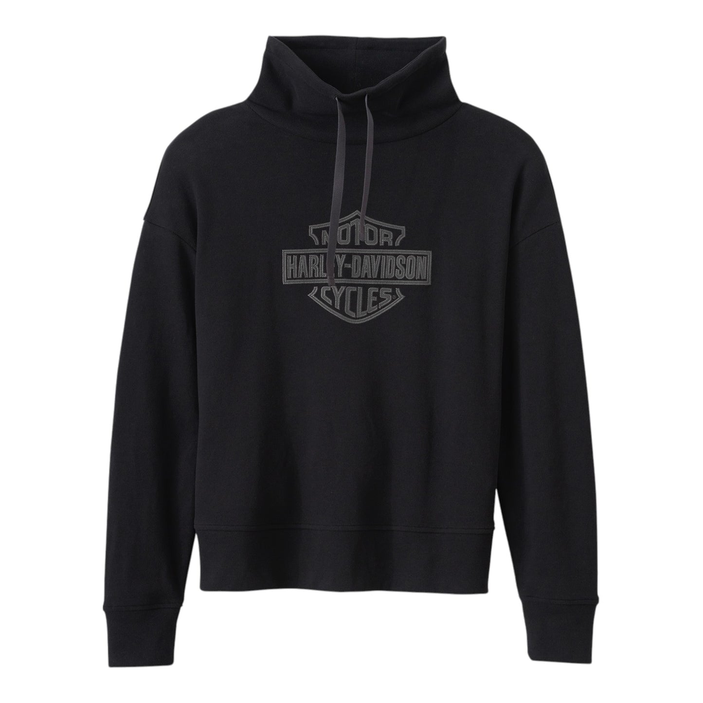WOMEN'S BAR & SHIELD FUNNEL NECK PULLOVER - BLACK