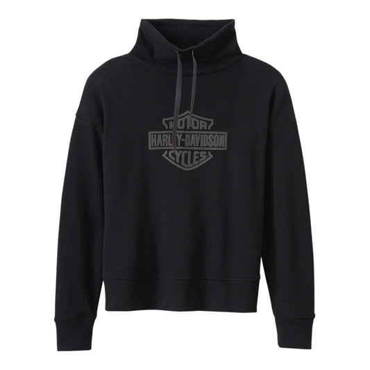 WOMEN'S BAR & SHIELD FUNNEL NECK PULLOVER - BLACK