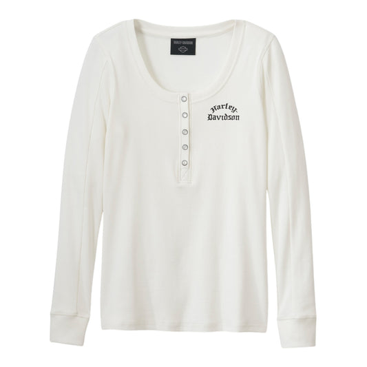 WOMEN'S TIMELESS LONG SLEEVE HENLEY - OFF WHITE