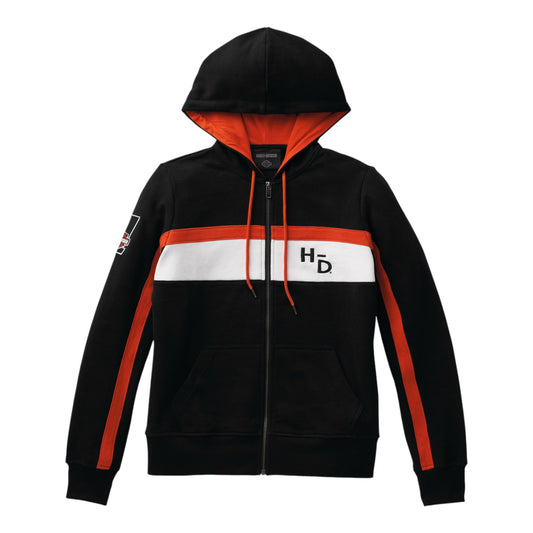 WOMEN'S RALLY STRIPE ZIP FRONT HOODIE - COLORBLOCK