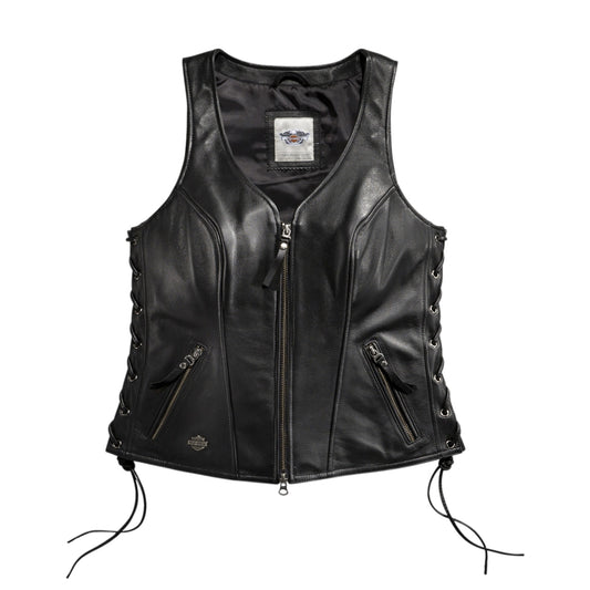WOMEN'S AVENUE LEATHER VEST - BLACK