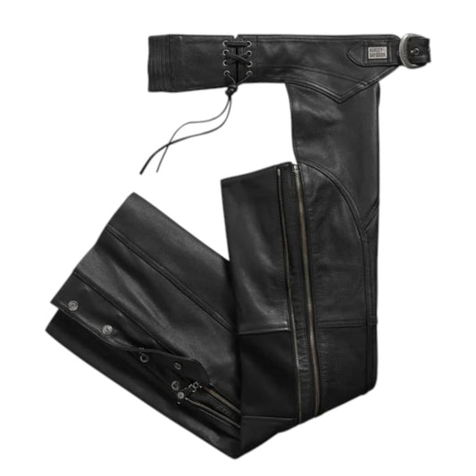 DELUXE 2 LEATHER CHAPS - BLACK