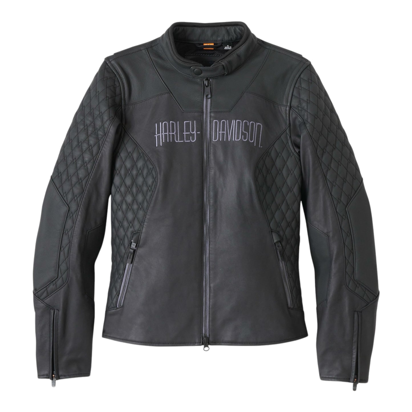 WOMEN'S WILLIE G SKULL GRAPHIC LEATHER RIDING JACKET - BLACK