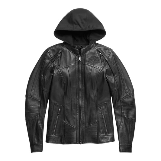 WOMEN'S WILLIE G AURORALL 2 3-IN1 LEATHER RIDING JACKET - BLACK