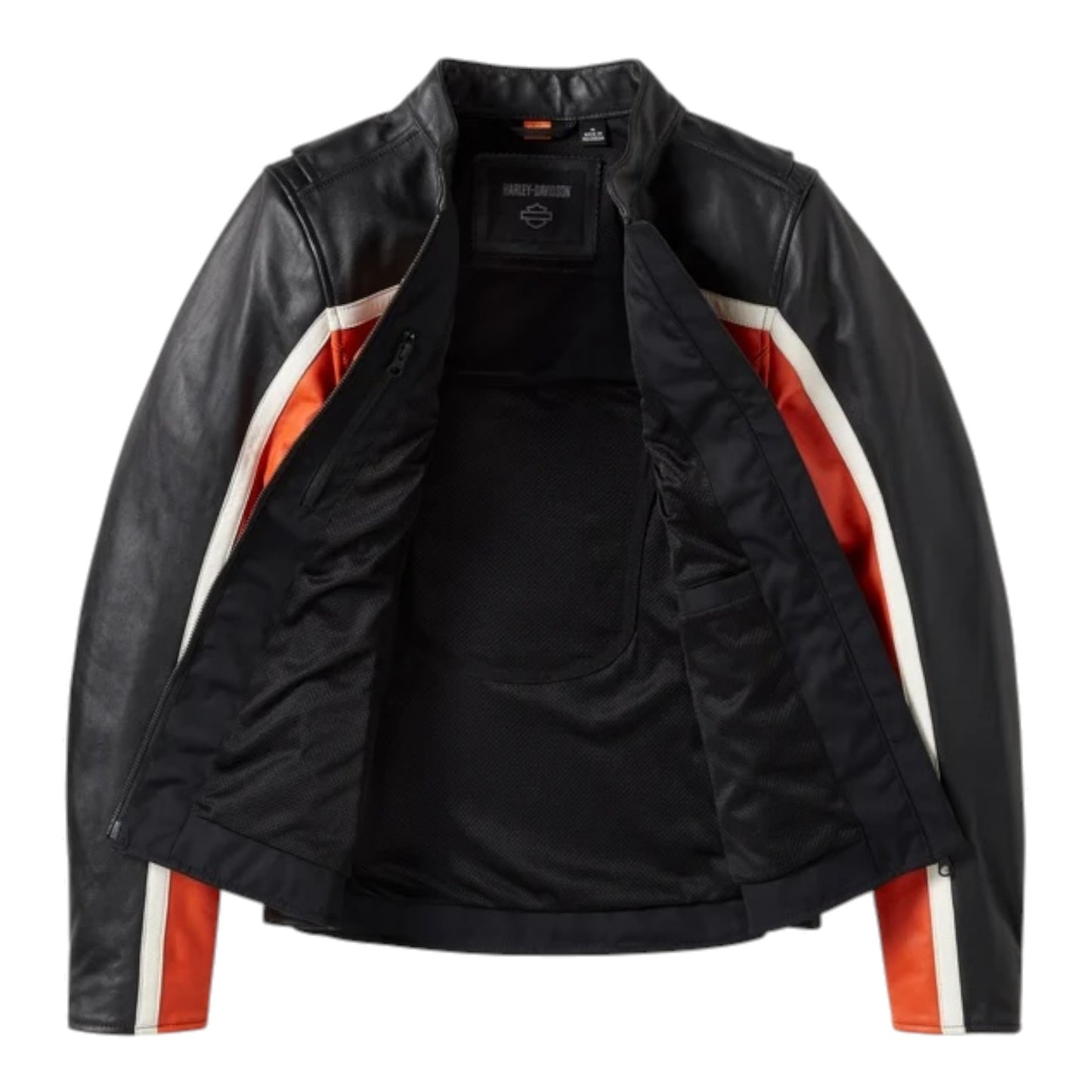H-D TRENTON LEATHER RIDING JACKET - BLACK/ORANGE