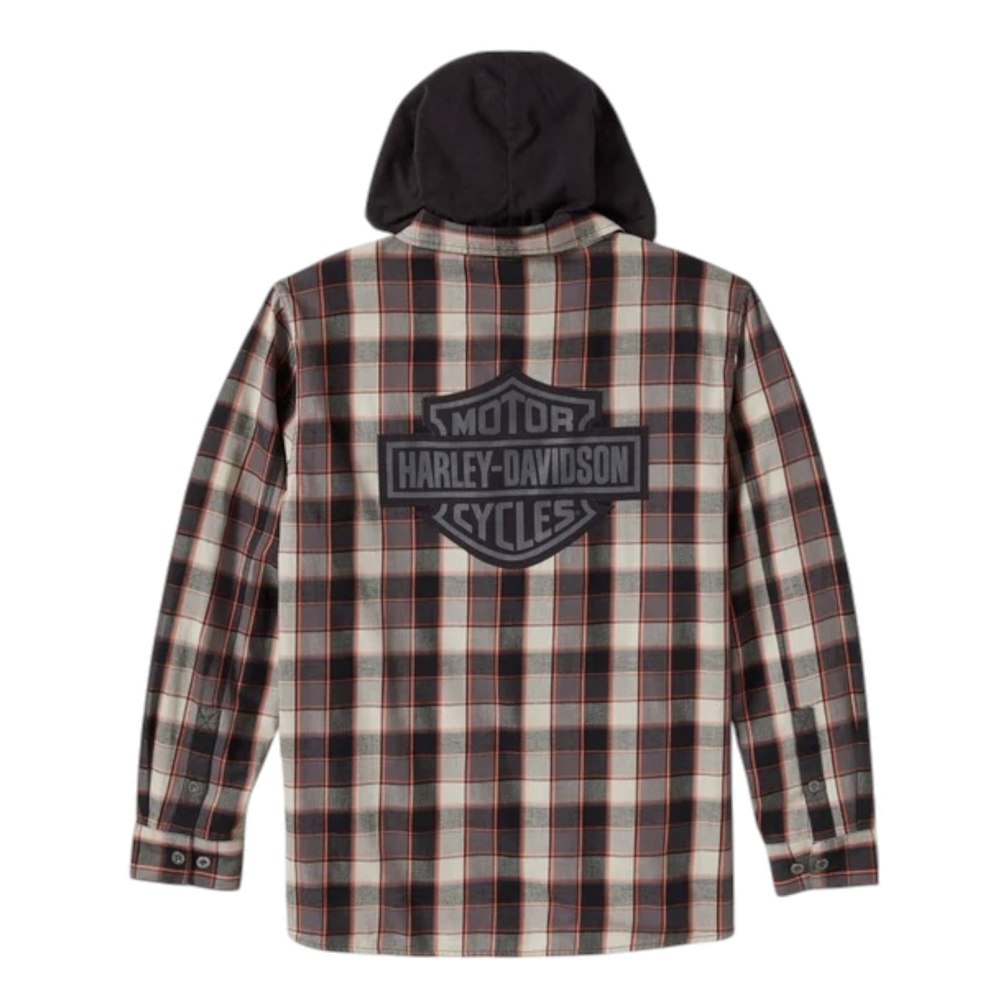 METAL BOUND LONG SLEEVE HOODED SHIRT - PLAID