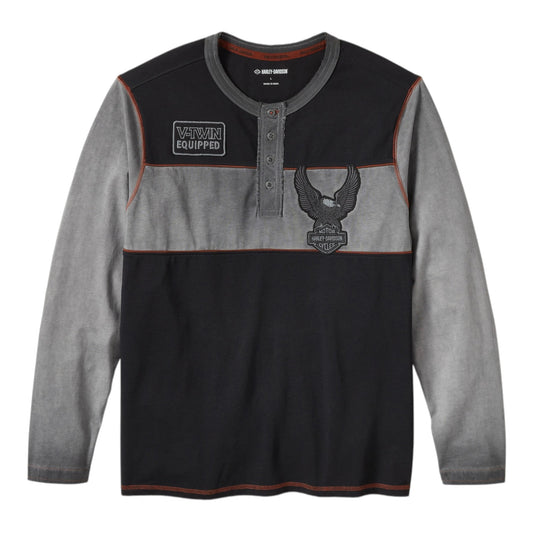 IRON BOND 2 HENLEY - COLORBLOCK BLACK/GREY