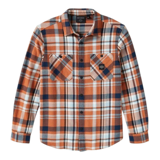 EAGLE PLAID LONG SLEEVE SHIRT - ORANGE