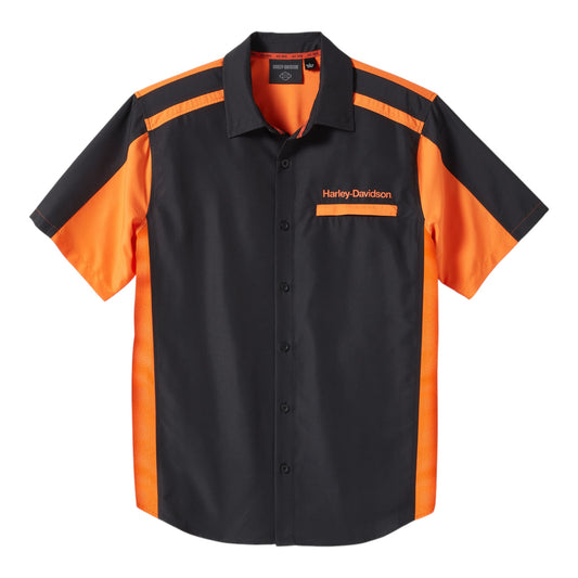 H-D TECH QUICK DRY SHIRT - COLORBLOCK BLACK/ORANGE