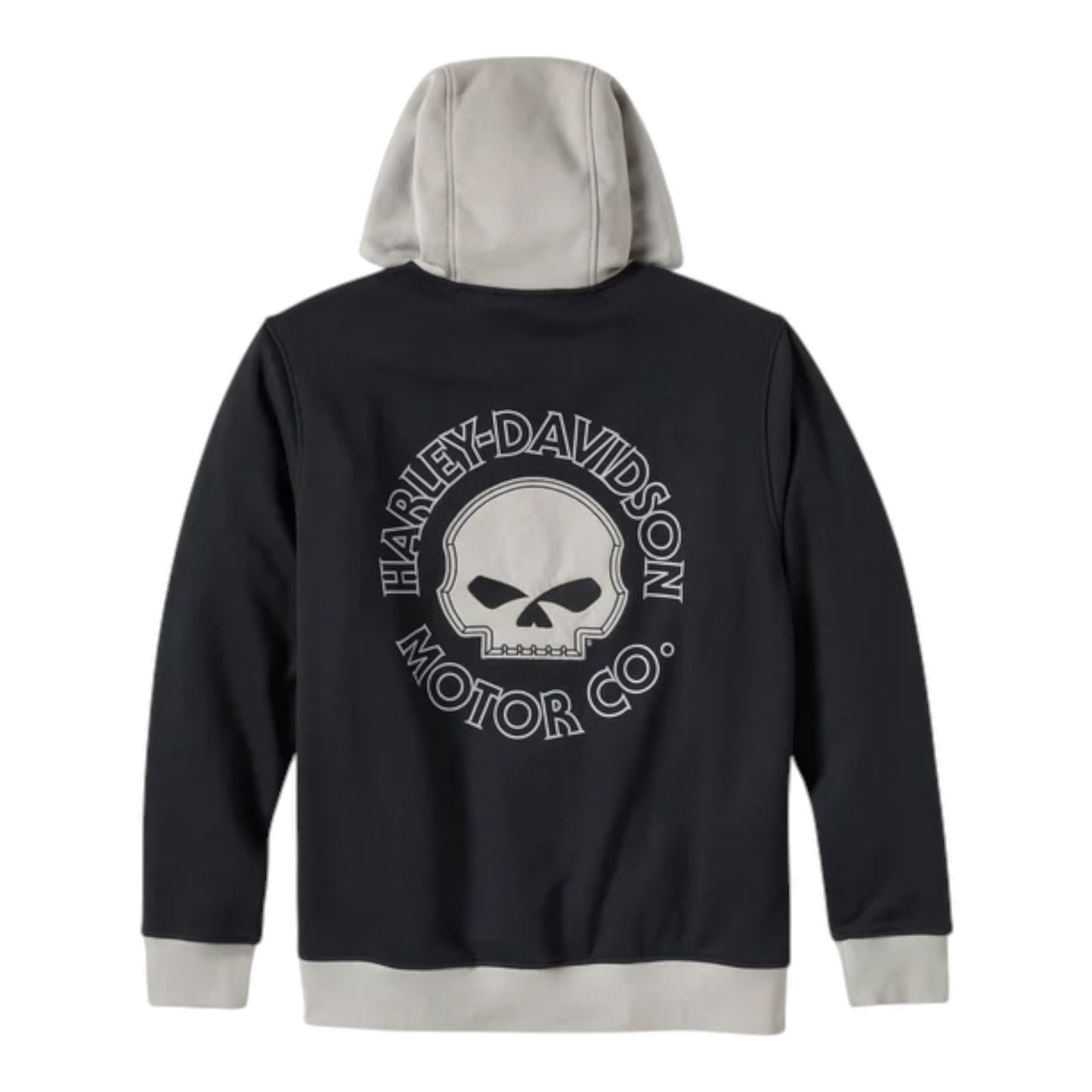WILLIE G SKULL COLORBLOCK ZIP FRONT HOODIE - BLACK/LIGHT GREY