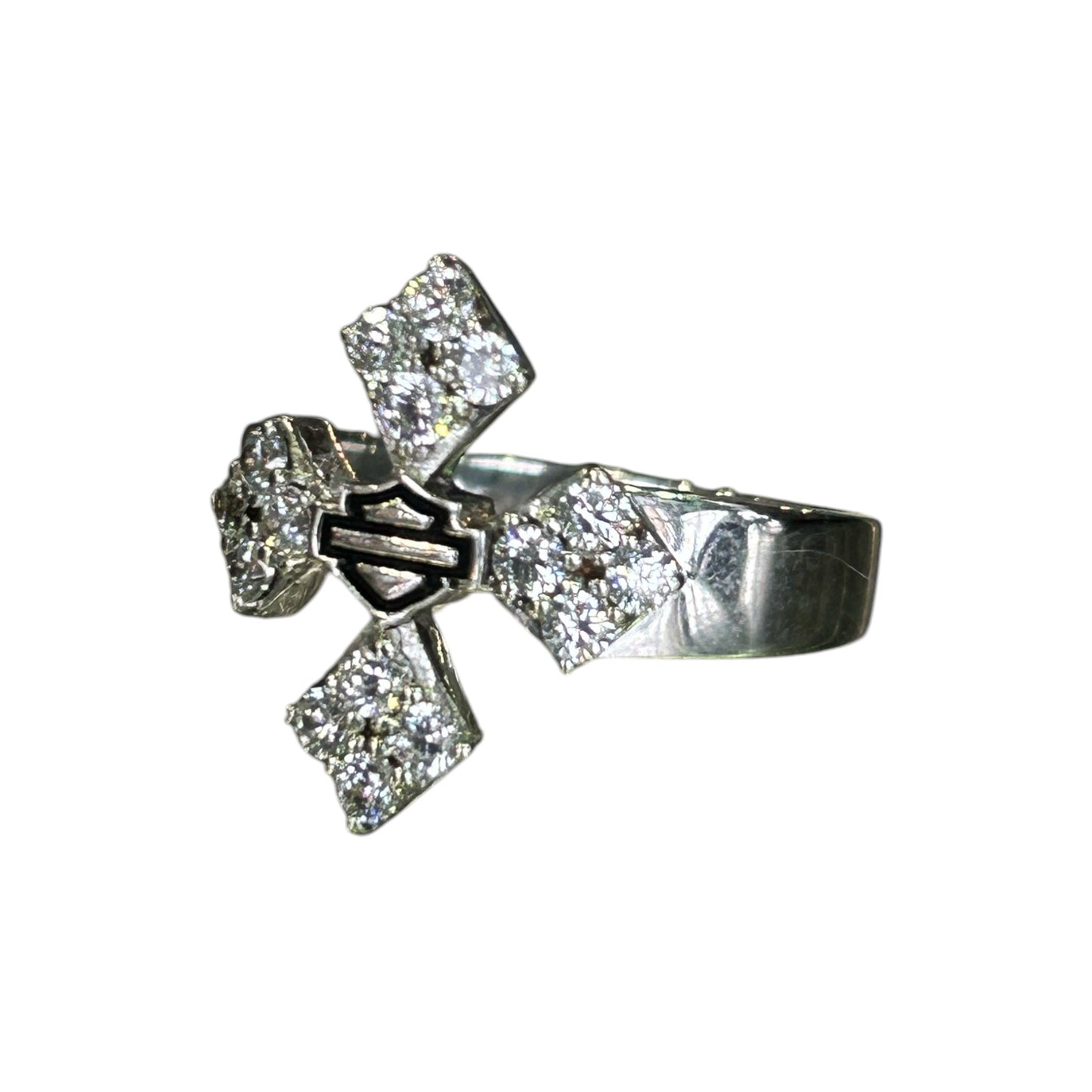 BLING PYRAMID STUDDED CROSS RING