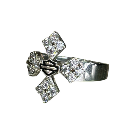 BLING PYRAMID STUDDED CROSS RING