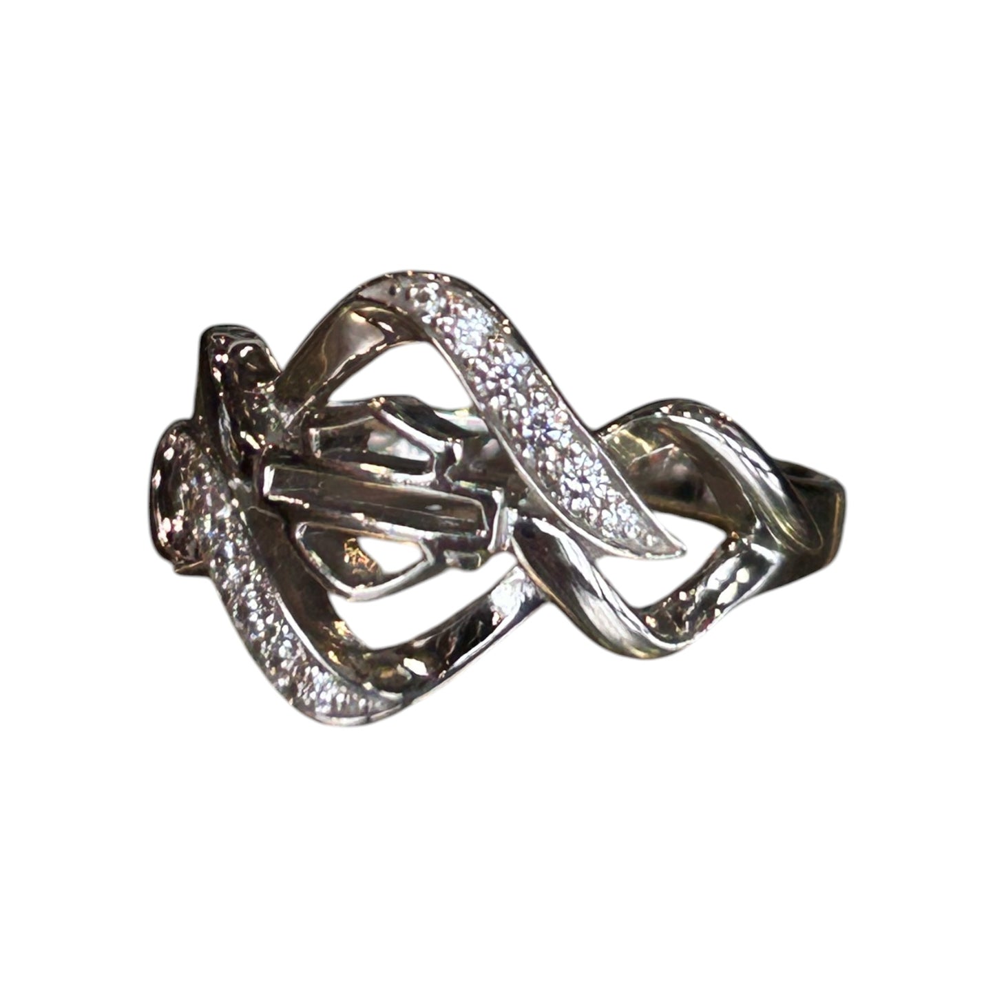 INTERLOCK WHITE BLING STONE RING