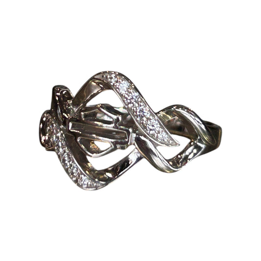 INTERLOCK WHITE BLING STONE RING