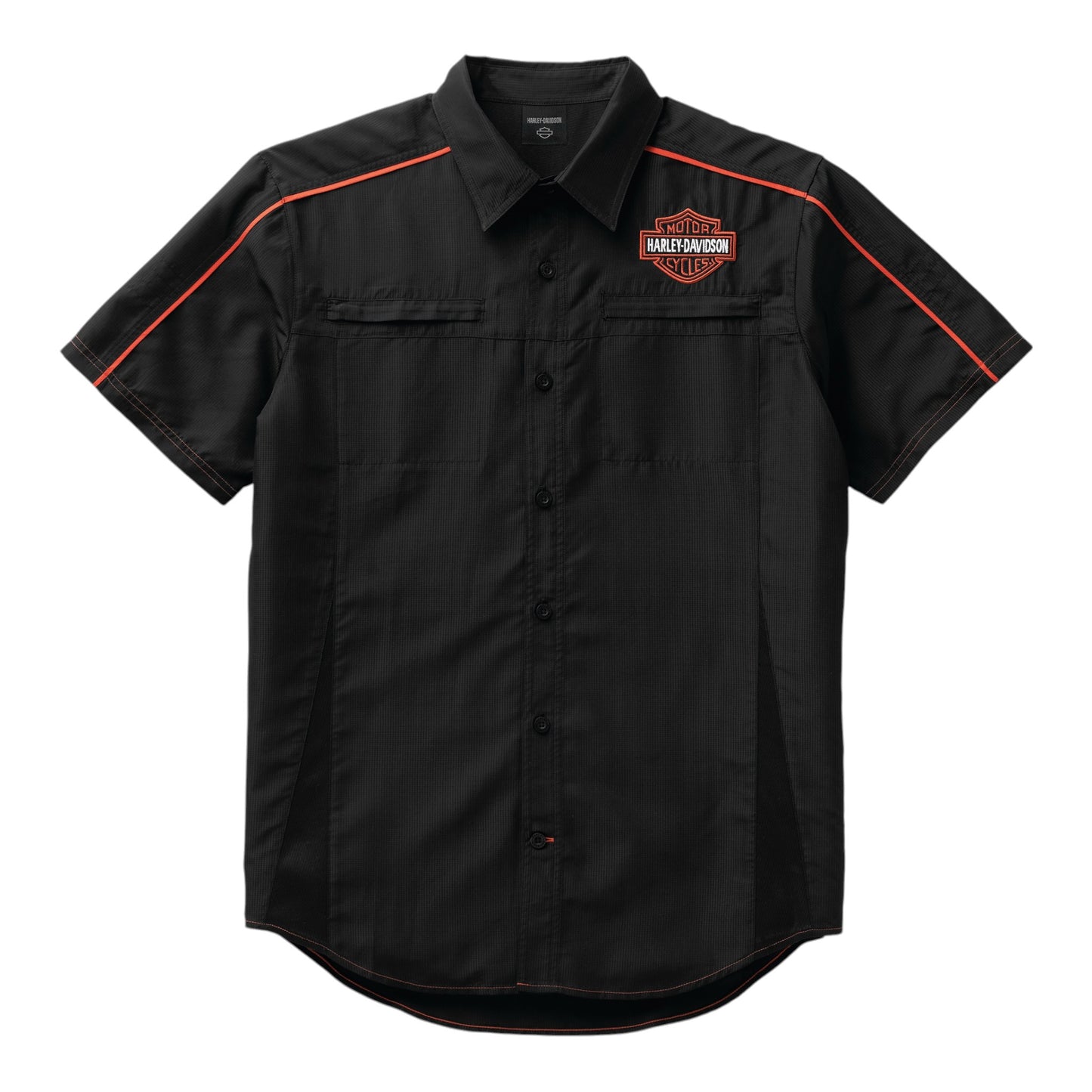 MEN'S PERFORMANCE BAR & SHIELD SHIRT - BLACK/ORANGE
