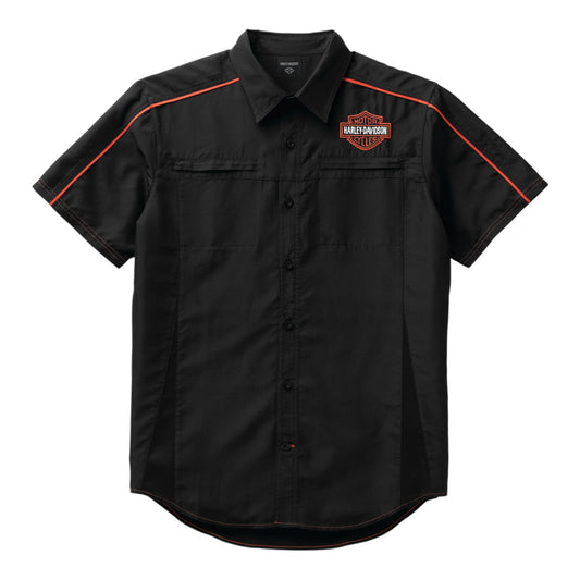 MEN'S PERFORMANCE BAR & SHIELD SHIRT - BLACK/ORANGE