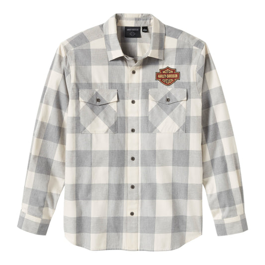 HERITAGE PLAID LONG SLEEVE SHIRT - GREY HEATHER