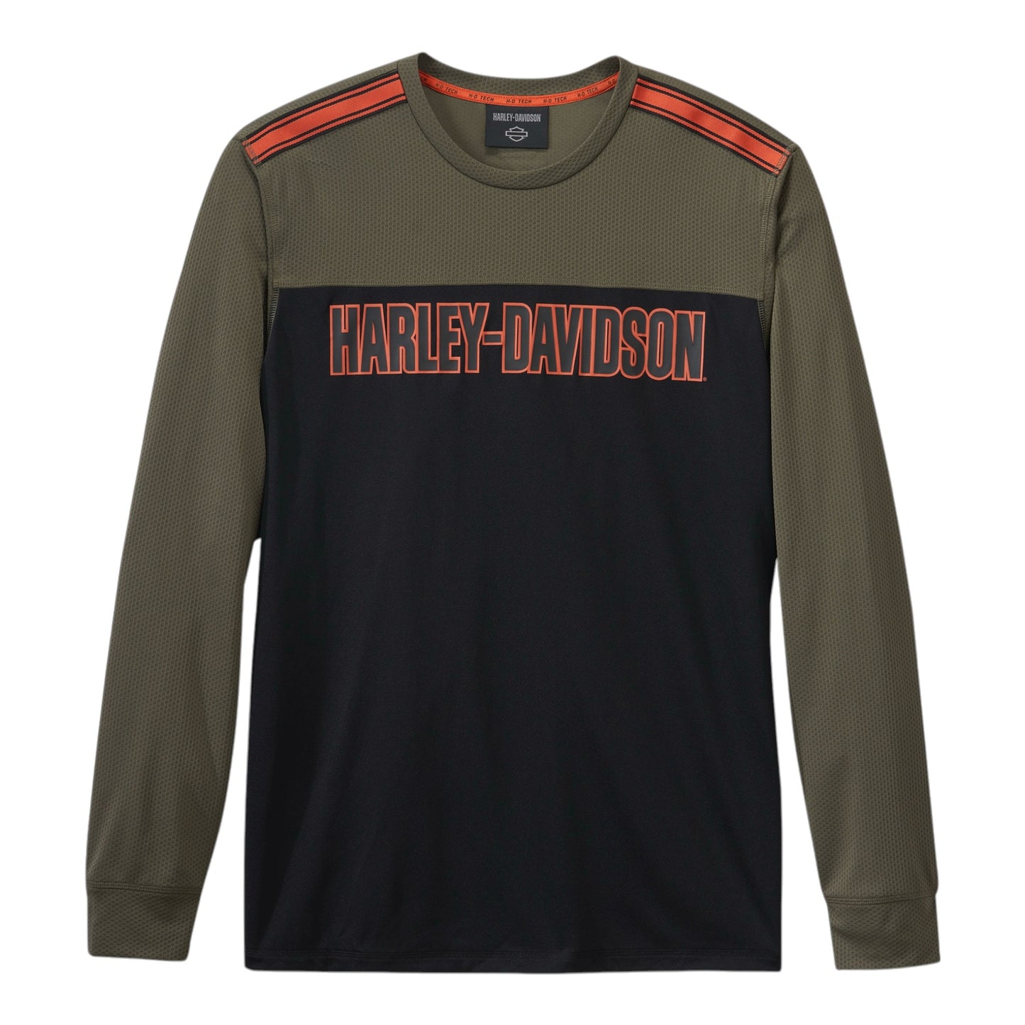 H-D TECH LONG SLEEVE TEE - COLORBLOCK BLACK/GREEN