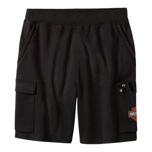 ESSENTIAL FLEECE CARGO SHORTS - BLACK