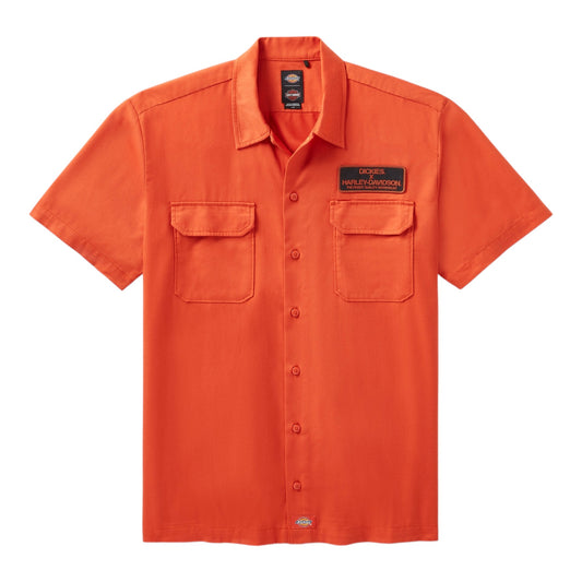 DICKIES X HARLEY-DAVIDSON EAGLE SHORT SLEEVE WORK SHIRT - ORANGE