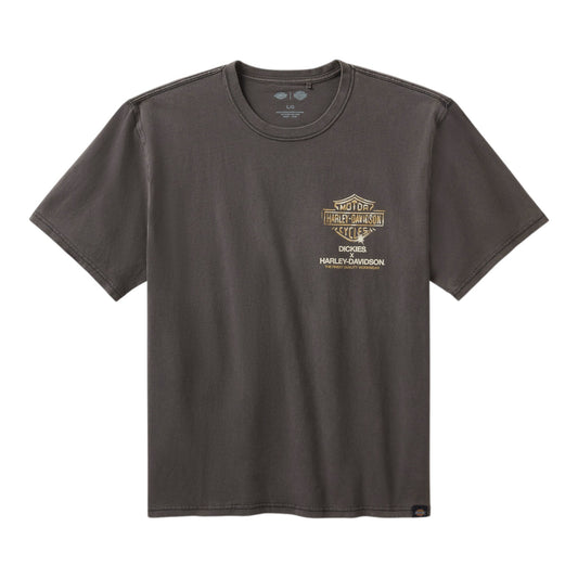 DICKIES X HARLEY-DAVIDSON HEAVYWEIGHT FLAMING EAGLE TEE - DARK GREY