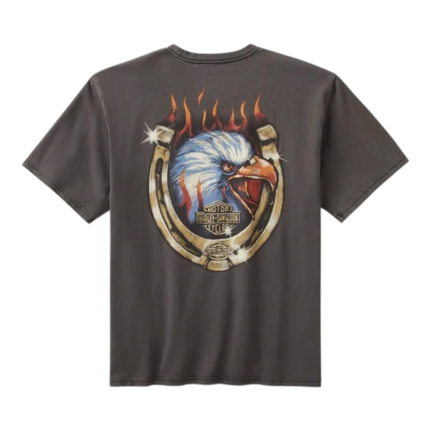DICKIES X HARLEY-DAVIDSON HEAVYWEIGHT FLAMING EAGLE TEE - DARK GREY