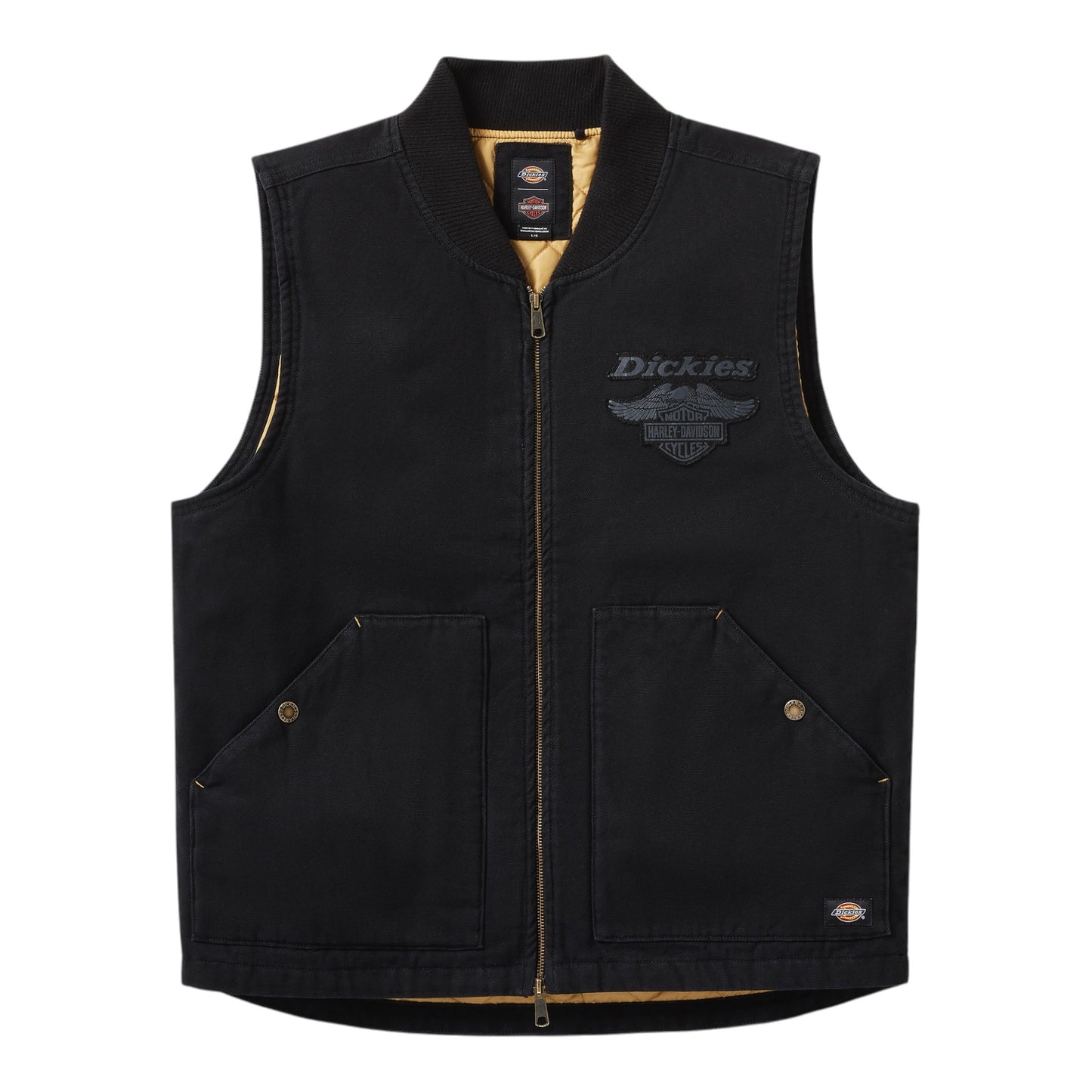 DICKIES X HARLEY-DAVIDSON QUILTED CANVAS VEST - BLACK