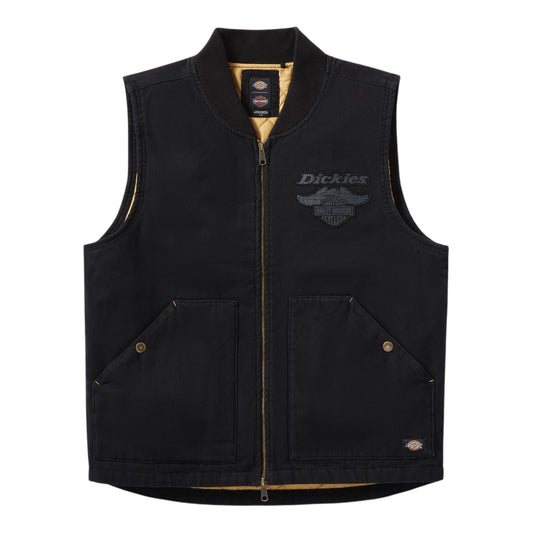 DICKIES X HARLEY-DAVIDSON QUILTED CANVAS VEST - BLACK