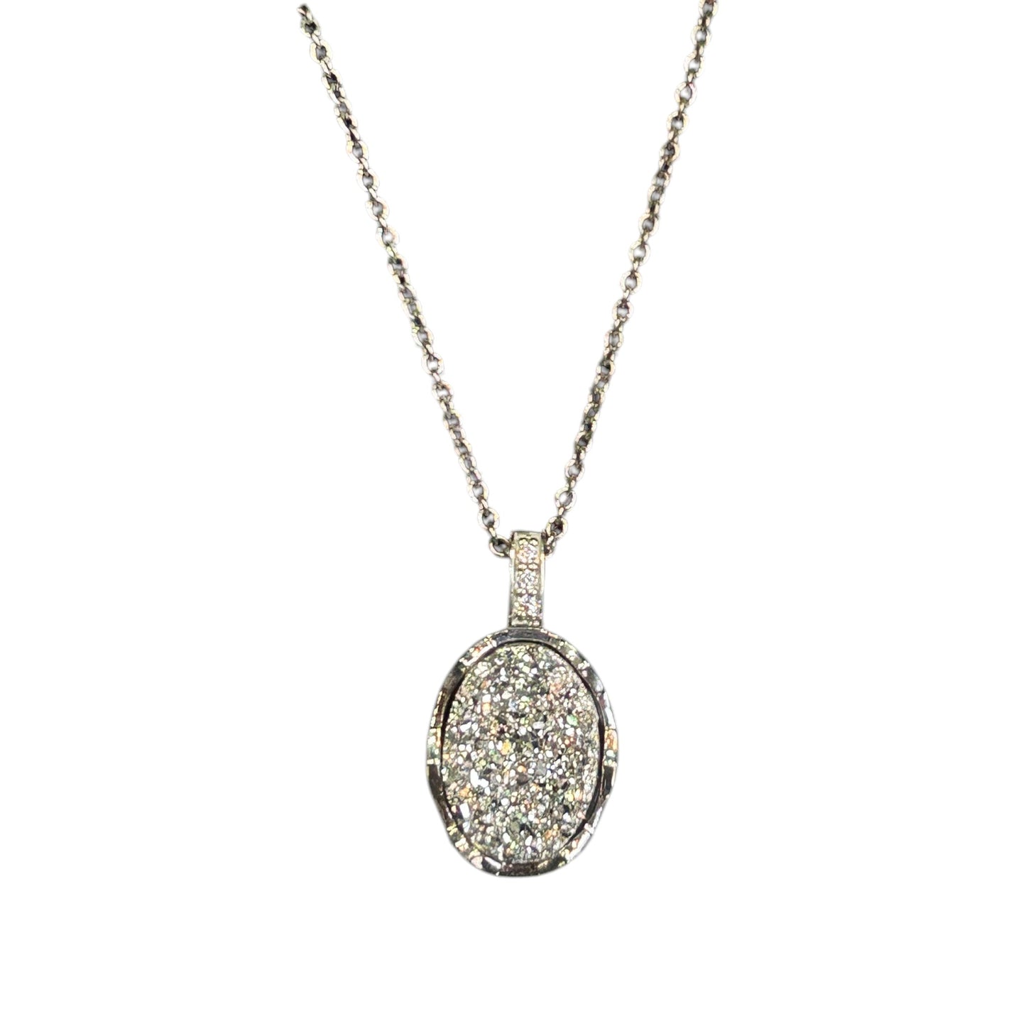 OVAL SILVER DRUSY NECKLACE