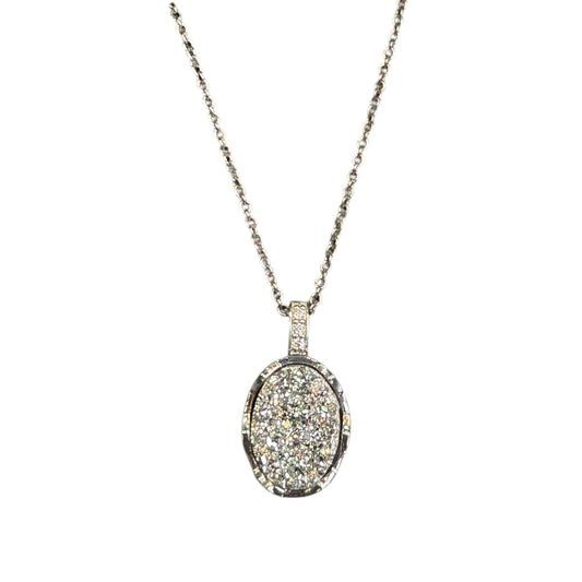 OVAL SILVER DRUSY NECKLACE