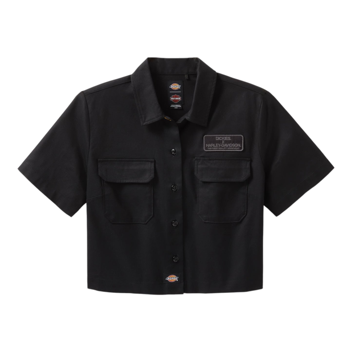 DICKIES X HARLEY-DAVIDSON EAGLE CROPPED WORK SHIRT - BLACK