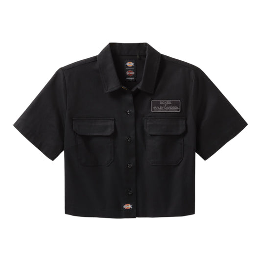 DICKIES X HARLEY-DAVIDSON EAGLE CROPPED WORK SHIRT - BLACK