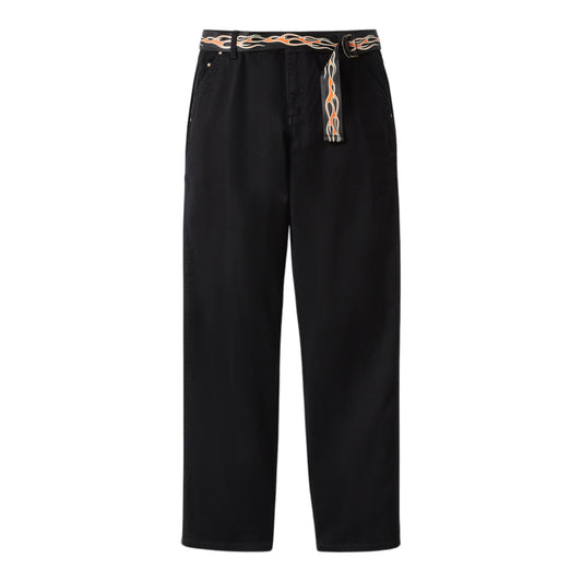 DICKIES X HARLEY-DAVIDSON FLEX FIT DOUBLE POCKET CARPENTER PANTS WITH FLAME BELT - BLACK