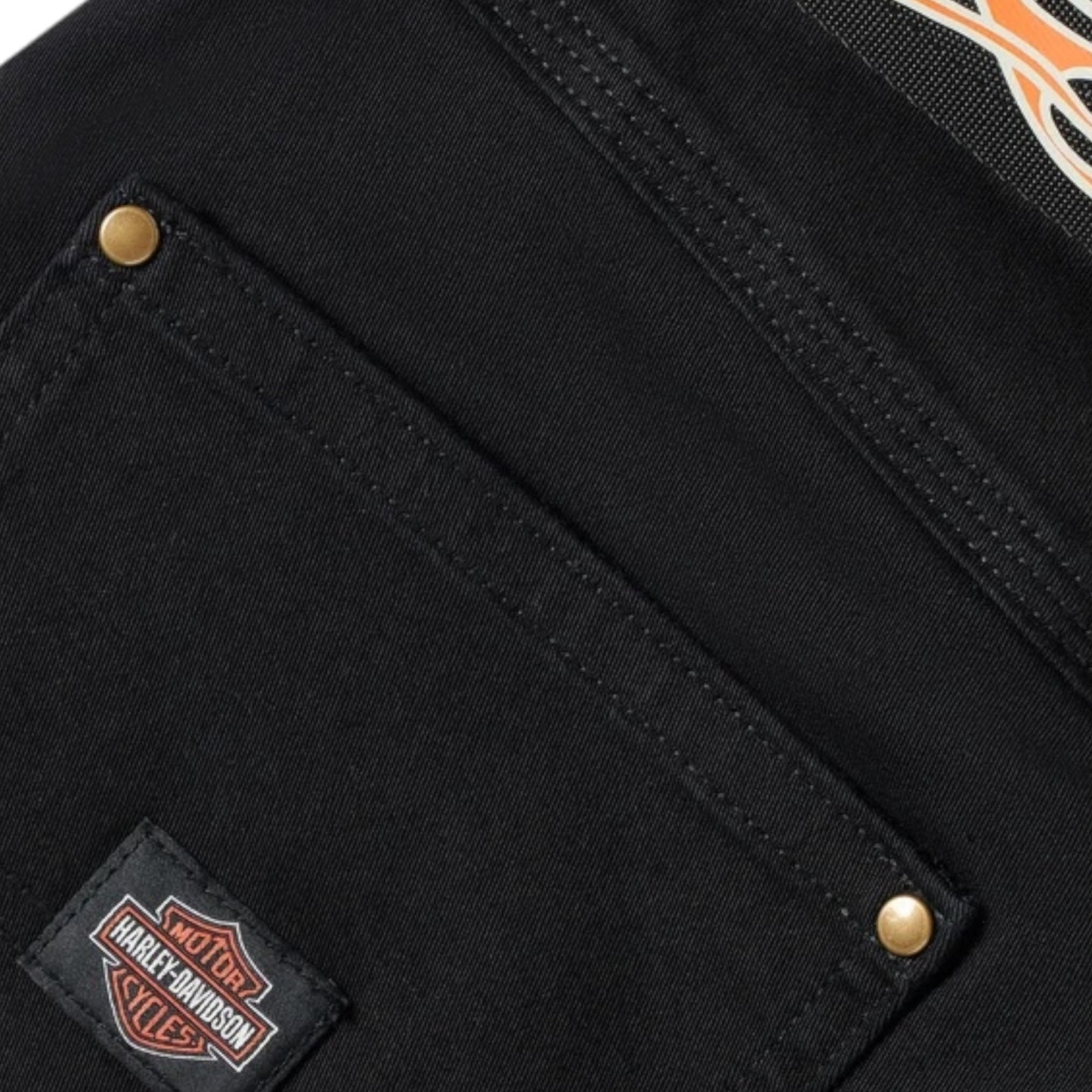 DICKIES X HARLEY-DAVIDSON FLEX FIT DOUBLE POCKET CARPENTER PANTS WITH FLAME BELT - BLACK