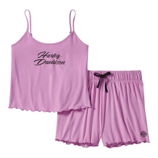 LETTUCE TRIM PAJAMA SHORT SET - ORCHID