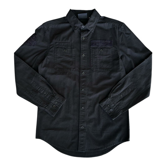SHIRT- WOVEN, BLK PLAID