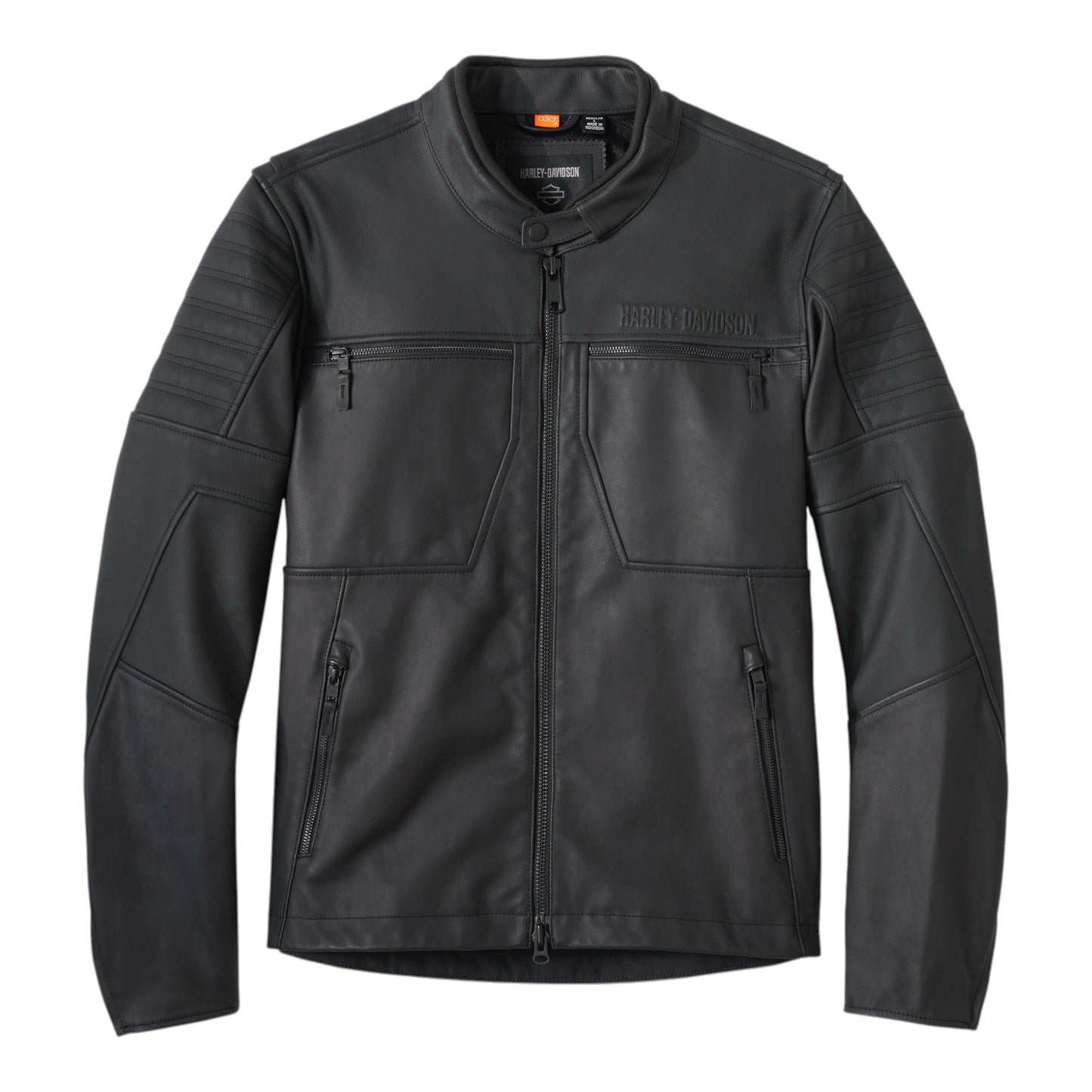 WILLIE G SKULL GRAPHIC LEATHER RIDING JACKET - BLACK