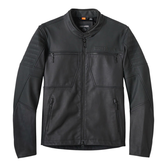 WILLIE G SKULL GRAPHIC LEATHER RIDING JACKET - BLACK